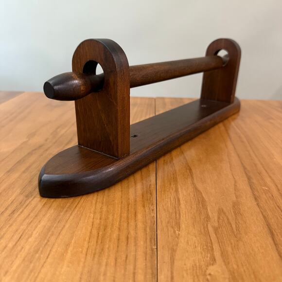 Vintage Solid Wood Paper Towel Holder Wall Mount Under Cabinet Dark Walnut 19” - Picture 1 of 16